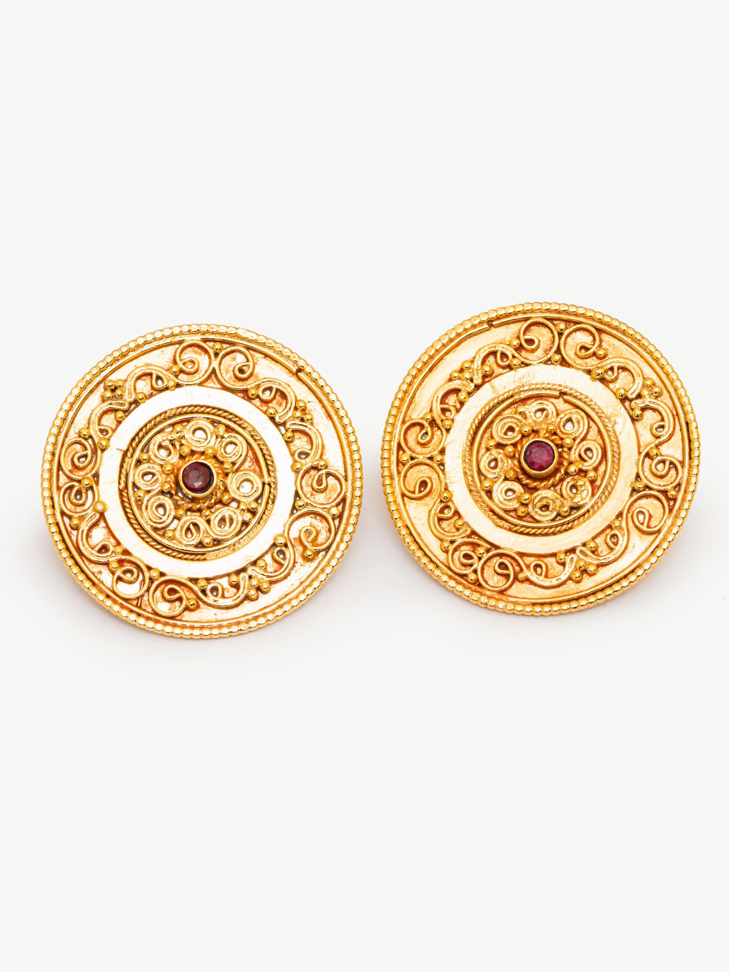 Queen Ruby Gold Plated Ear Studs