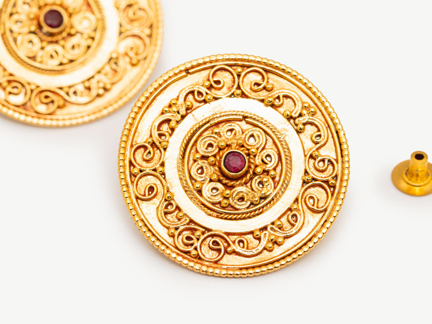 Queen Ruby Gold Plated Ear Studs