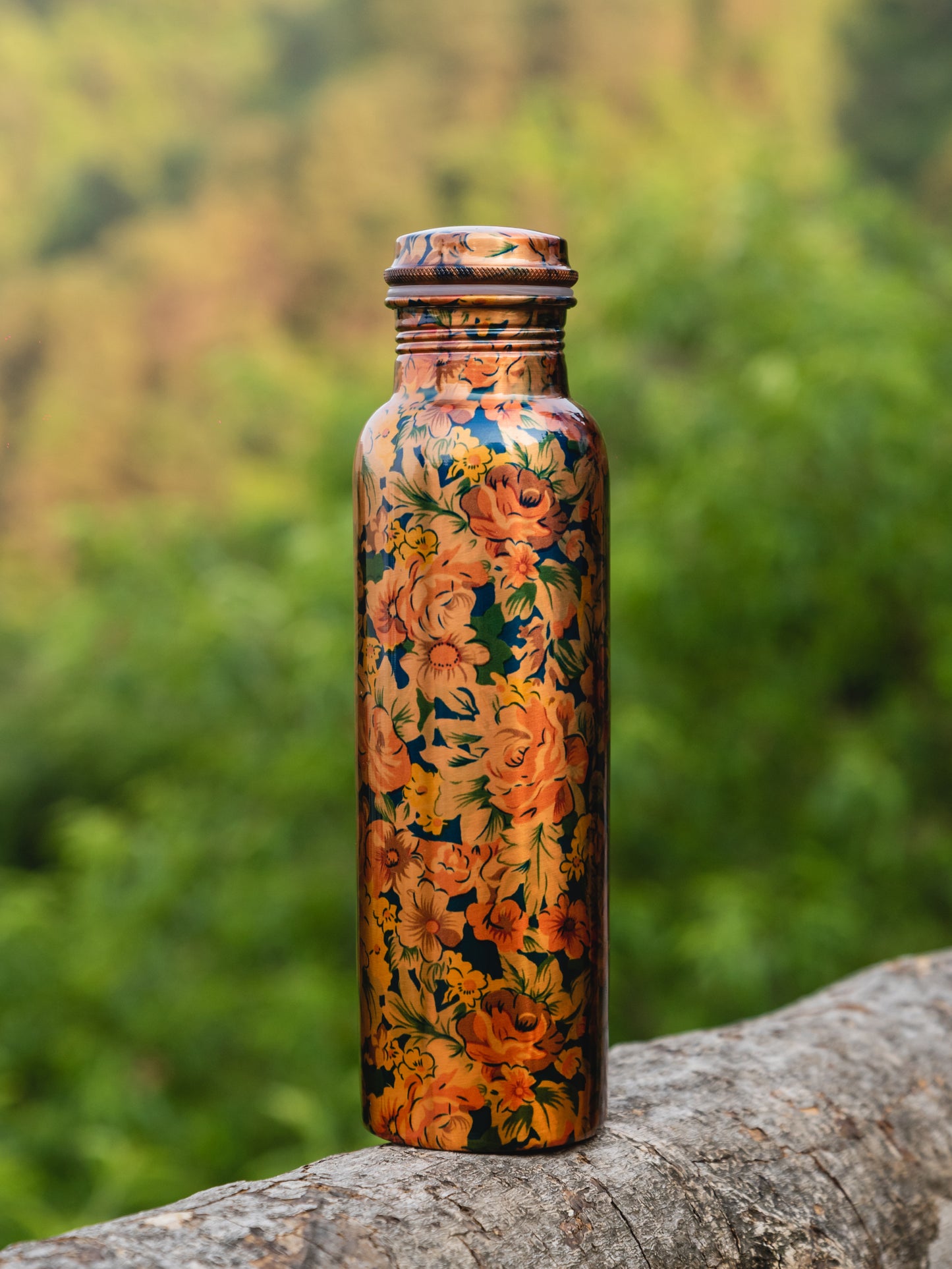 Floral Printed Copper Bottle